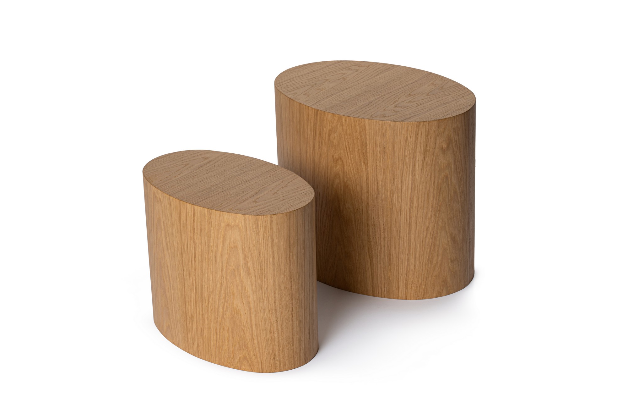 Nordvärk Elipse Sidebord Oval Natur Egefinér Sæt Med