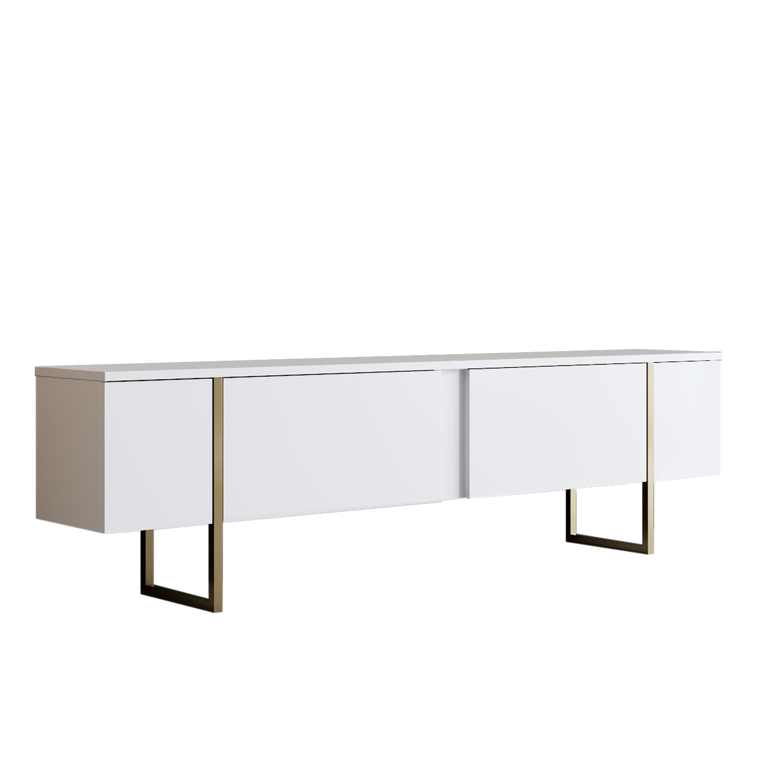 Nordvärk Luxe Tv-bord     Låger Hvid Melamin Og Guld Metal  180x30
