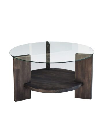 Nordvärk Mondo Sofabord       Hylde  Rund Glas Og Antracit Fyrretræ  ø75