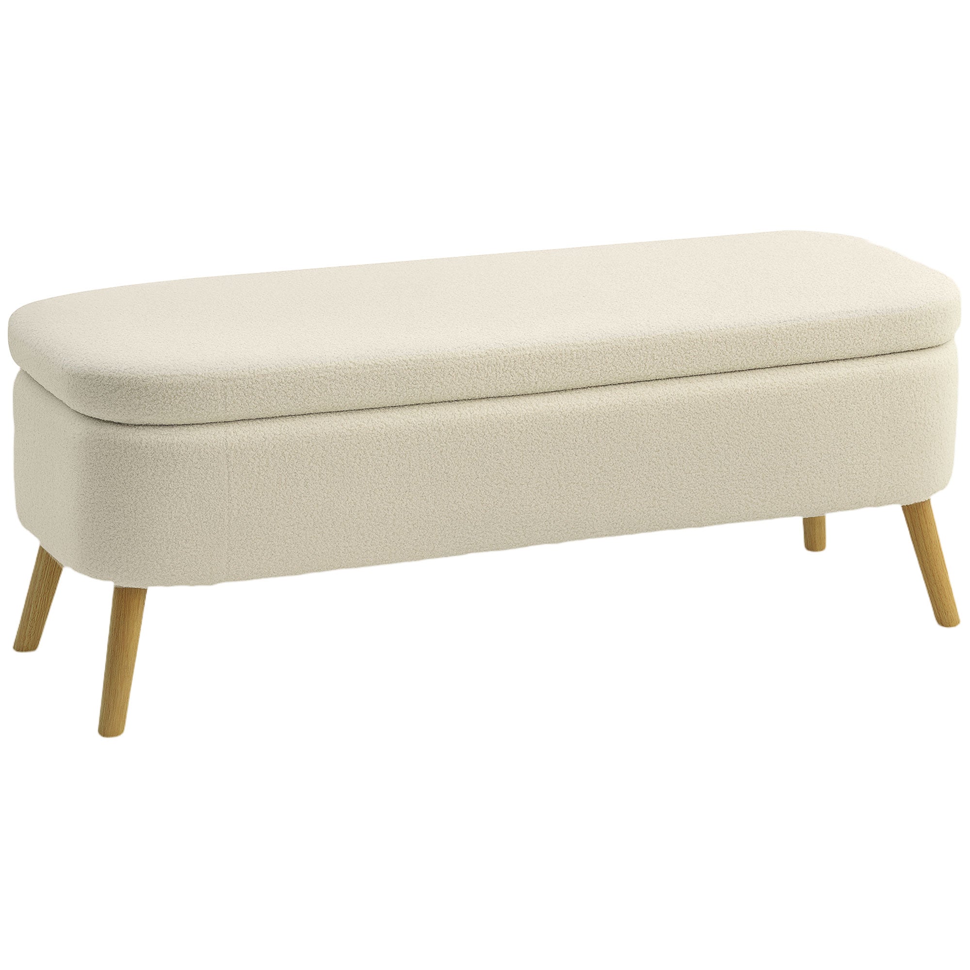 Opbevaringsbænk  Bænk Med 65   Opbevaringsplads  Teddy Fleecestof  Gummitræ  120   42   45 Cm  Beige