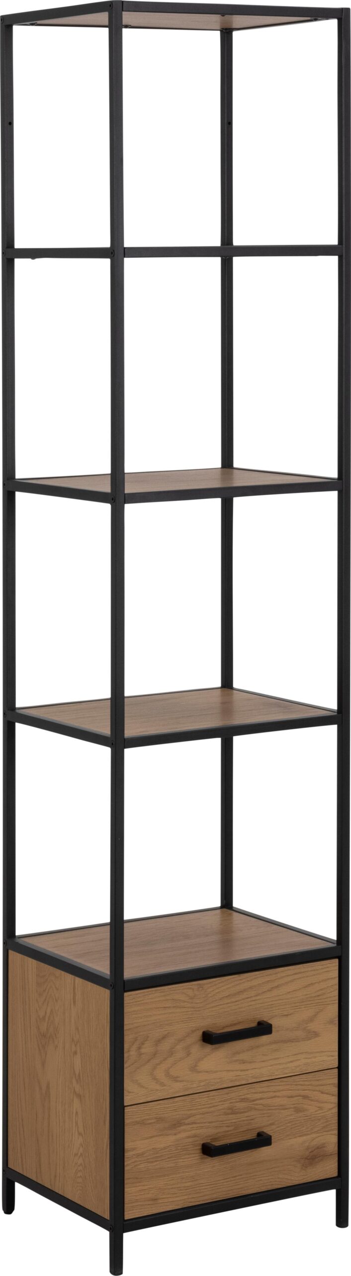 Opbevaringsreol Signature Alira Mat Vild Eg Og Mat Sort Stål H185xb42xd35 Cm