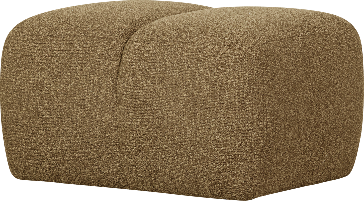 Puf Woood Mojo Bouclé Gul Brun Melange 84 Cm Siddepuf Fodskammel 100 Polyester