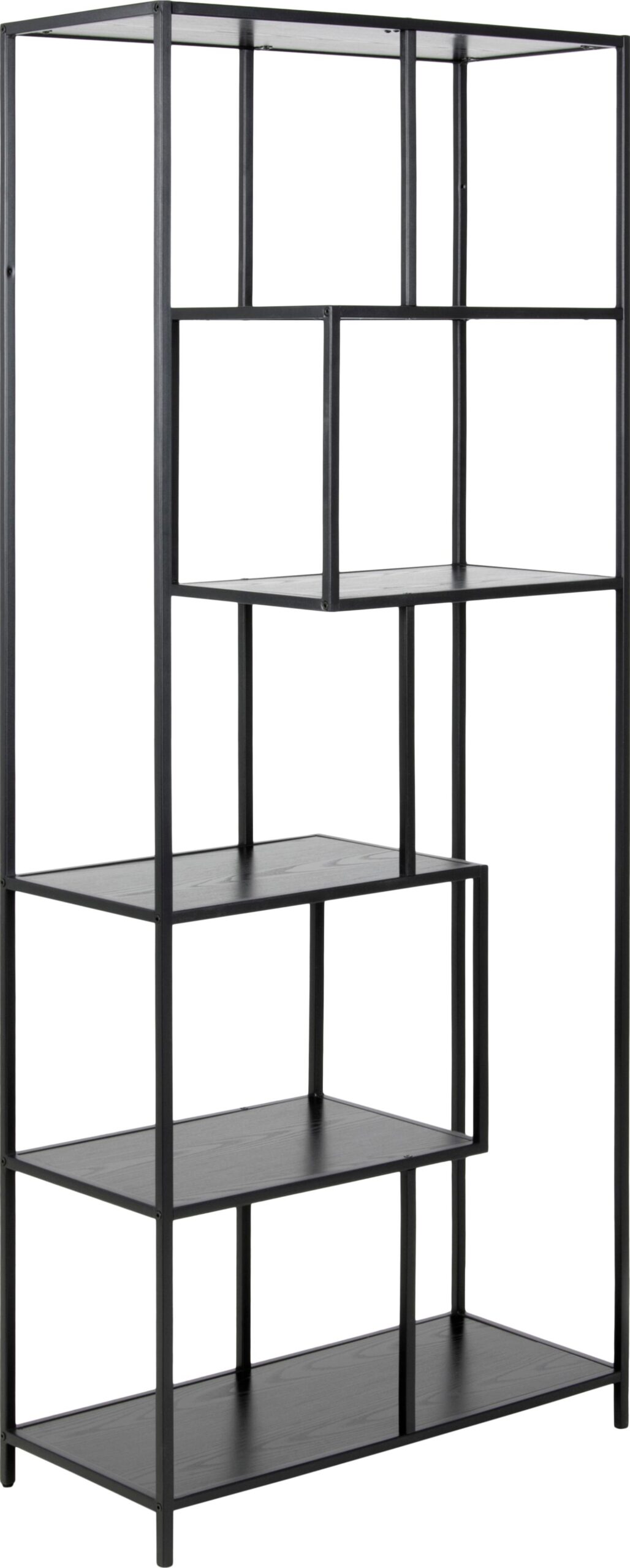 Reol Signature Alira Mat Sort Stål Hylder Sort Ask Melamin 185x77x35 Cm