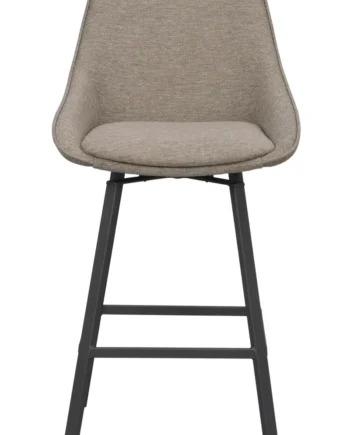 Rowico Alison Barstol  Drejelig     Ryglæn Og Fodstøtte Mørk Beige Stof Og Sort Metal