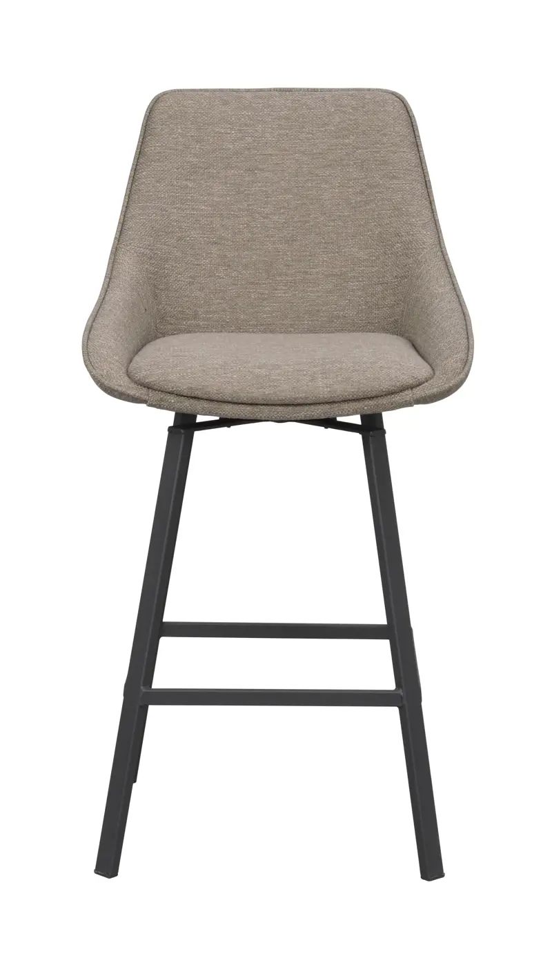 Rowico Alison Barstol Drejelig Ryglæn Og Fodstøtte Mørk Beige Stof Og Sort Metal