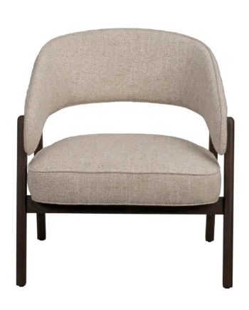 Rowico Barnaby Loungestol     Armlæn Lys Beige Polyester Stof Og Brun Egetræ