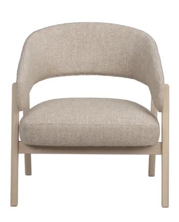 Rowico Barnaby Loungestol     Armlæn Lys Beige Polyester Stof Og Hvidkalket Egetræ