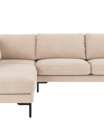 Rowico Corwin         Pers  Hjørnesofa  åben Ende   Lys Beige Polyester Stof Og Sort Metal