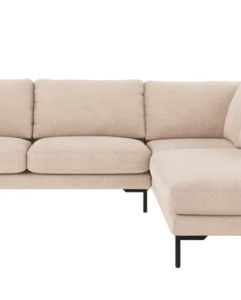 Rowico Corwin         Pers  Hjørnesofa  åben Ende   Lys Beige Polyester Stof Og Sort Metal