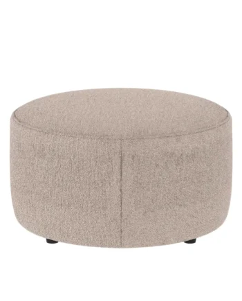 Rowico Joplin Puf  Rund Lys Beige Stof Og Sort Plastik  ø70
