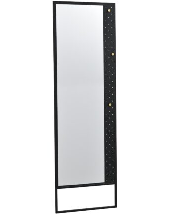 Rowico Malone Gulvspejl     Guldknopper Spejlglas Og Sort Metal  53x170