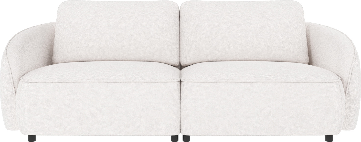 Rowico Norris -personers Sofa Hvidt Bobby Polyester Med Afrundede Former Og Sorte Plastfødder H80ã B226ã D102 Cm
