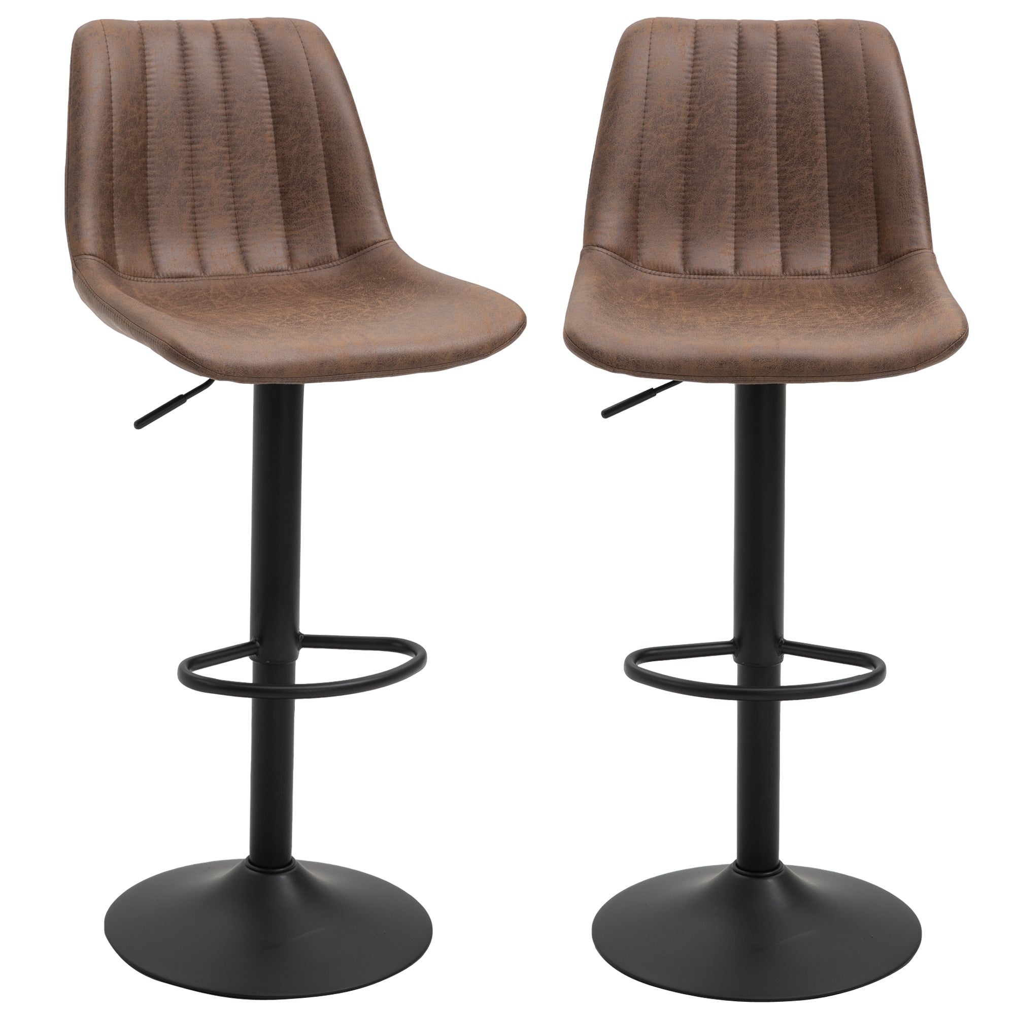 Sæt Med   Barstole   Retrodesign  Inklusive Fodstøtte  Højdejusterbar  Gaslift  Brun   Sort