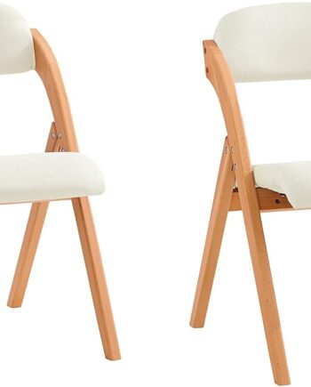 Sæt Med   Sammenklappelige  Polstrede Træstole   Hvid   Ergonomiske Og Pladsbesparende Køkken- Og Spisebordstole  47      77    59 Cm
