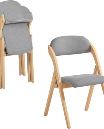 Sæt Med   Sammenklappelige  Polstrede Træstole   Lysegrå   Ergonomiske Og Pladsbesparende Køkken- Og Spisebordstole  47      77    59 Cm