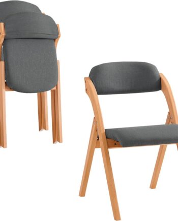 Sæt Med   Sammenklappelige  Polstrede Træstole   Mørkegrå   Ergonomiske Og Pladsbesparende Køkken- Og Spisebordstole  47      77    59 Cm