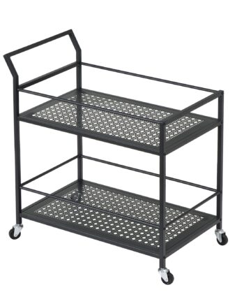 Serveringsvogn   Metal  Sort  79x45x83 Cm  Med Hjul Og Bremser  Køkkenvogn     Niveauer  Barvogn Og Rullebord  Multifunktionel  Moderne  Sidebord Til Køkken  Spisestue  Stue