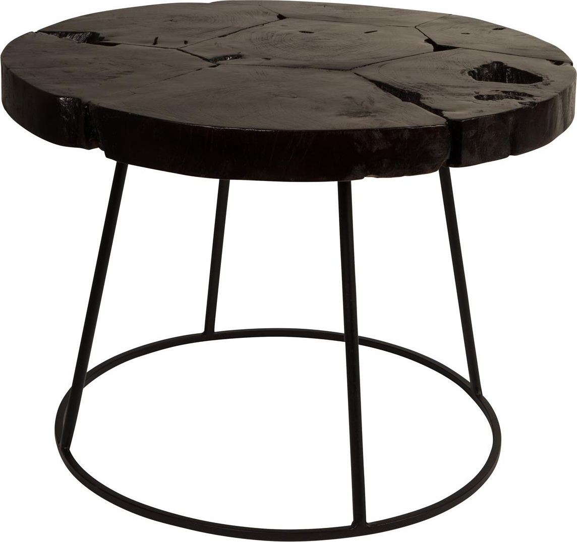 Sidebord Dutchbone Kraton   Antracit Olieret Træ   Sort Jern  ø60   H43 Cm