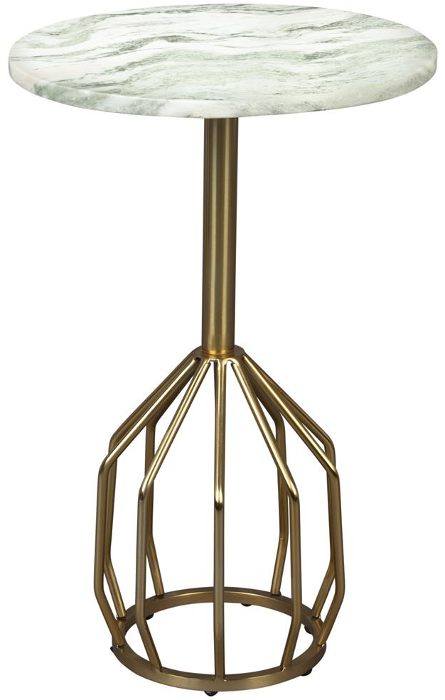 Sidebord Dutchbone Salerno ø30   H47 Cm Massivt Gråbrunt Marmor Med Gylden Stålbase
