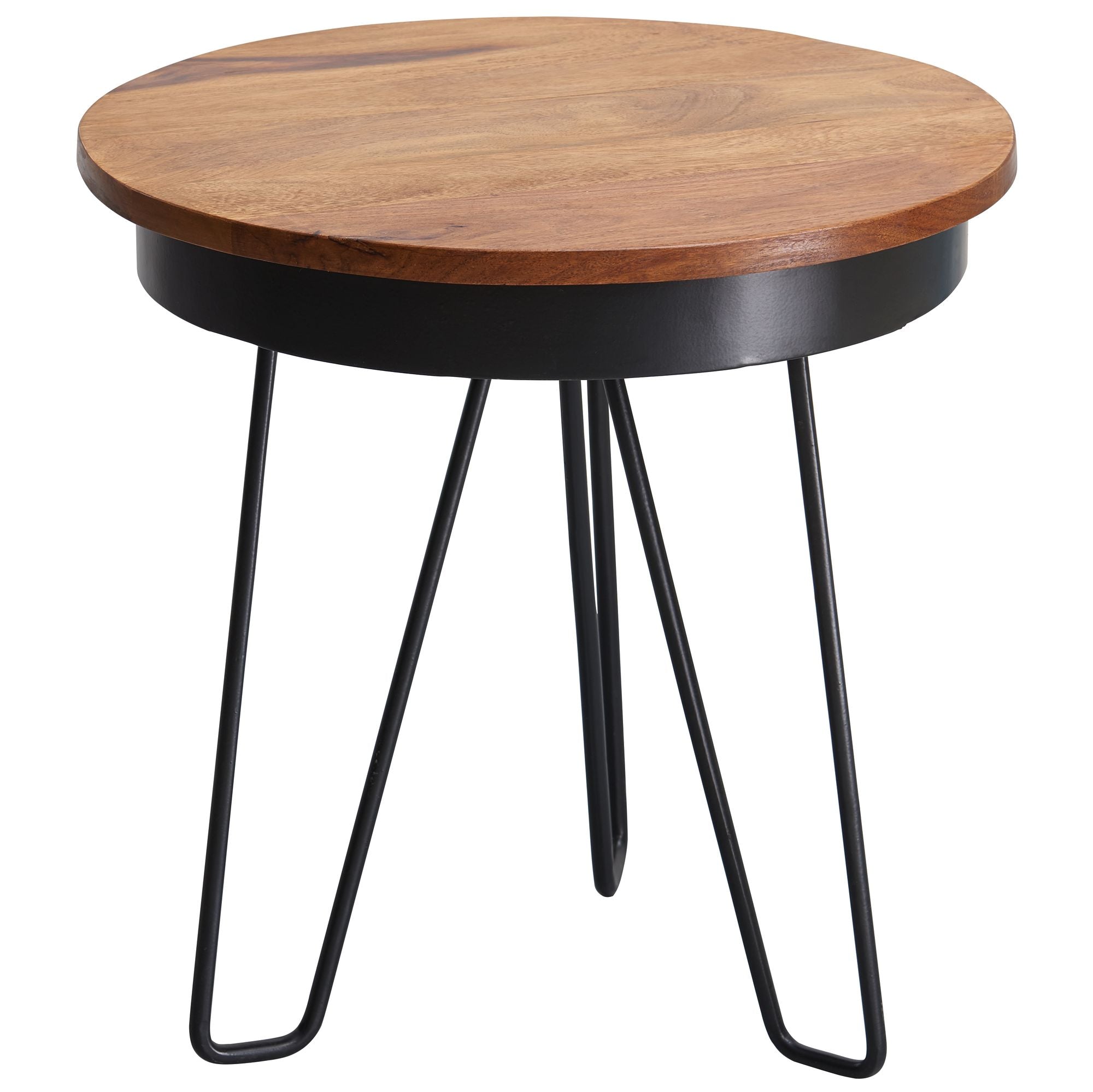 Sidebord 43x45x43 Cm Sofabord   Sheeshamtræ  Sofabord   Industriel Stil   Massivt Træ  Træbord   Metalben