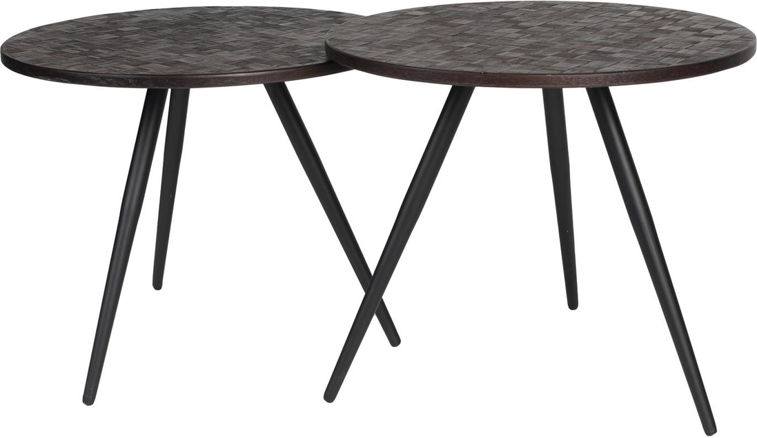 Sideborde Sæt Stk Studio White Webster Askegrå Lakeret Teak Med Jernben ø50xh37 Cm