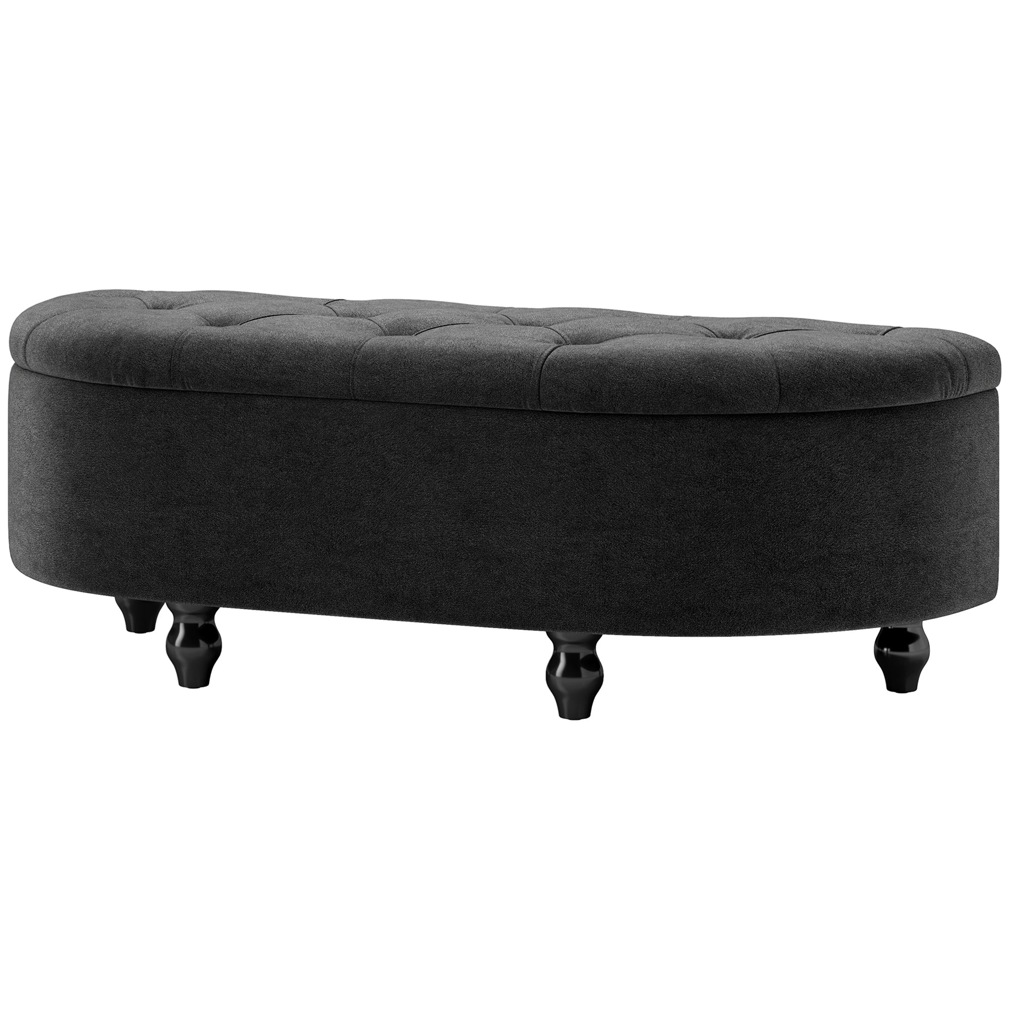 Skammel Med Opbevaringsplads  Polstret Sædekommode  Soft-close Låg  Fløjlslook  120   46   42 Cm  Mørkegrå