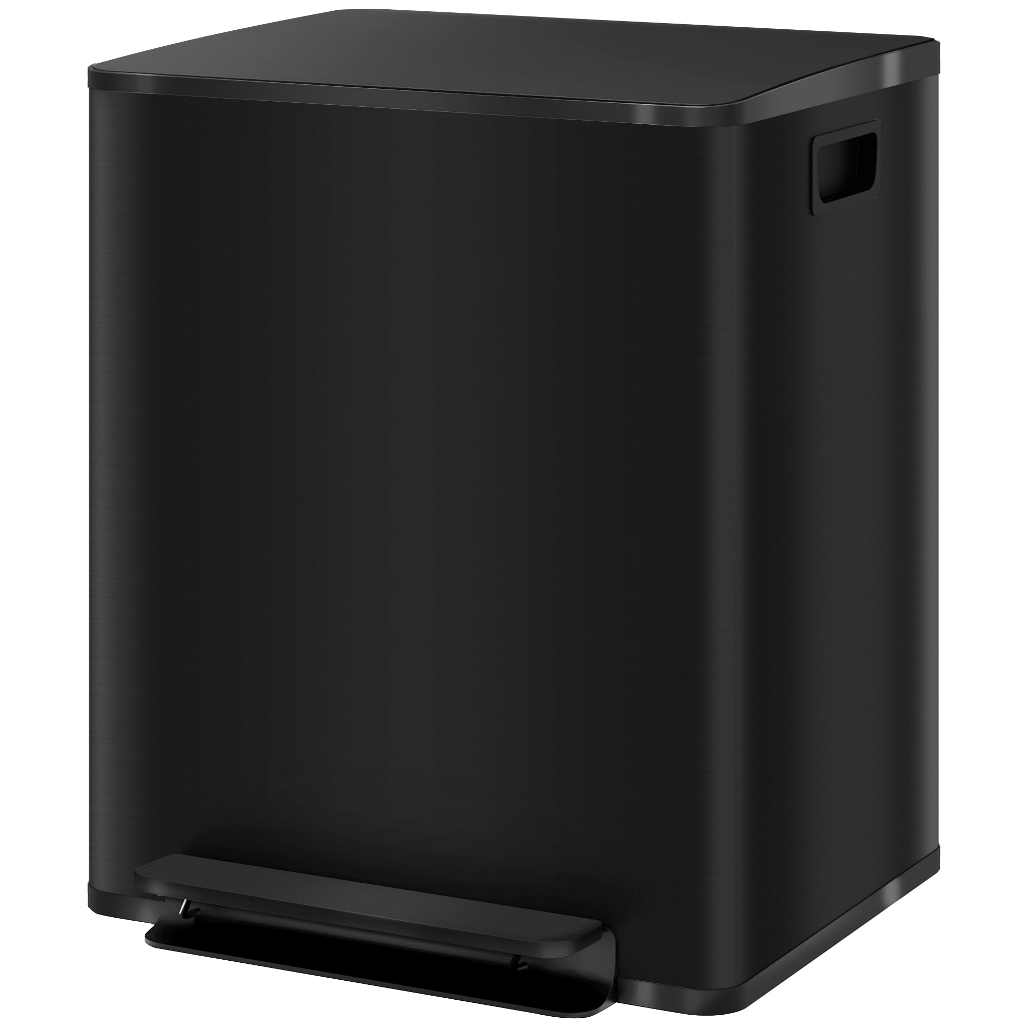 Skraldespand Med 2x25l Rum Soft-close Låg Fingeraftrykssikker Rustfrit Stål Sort