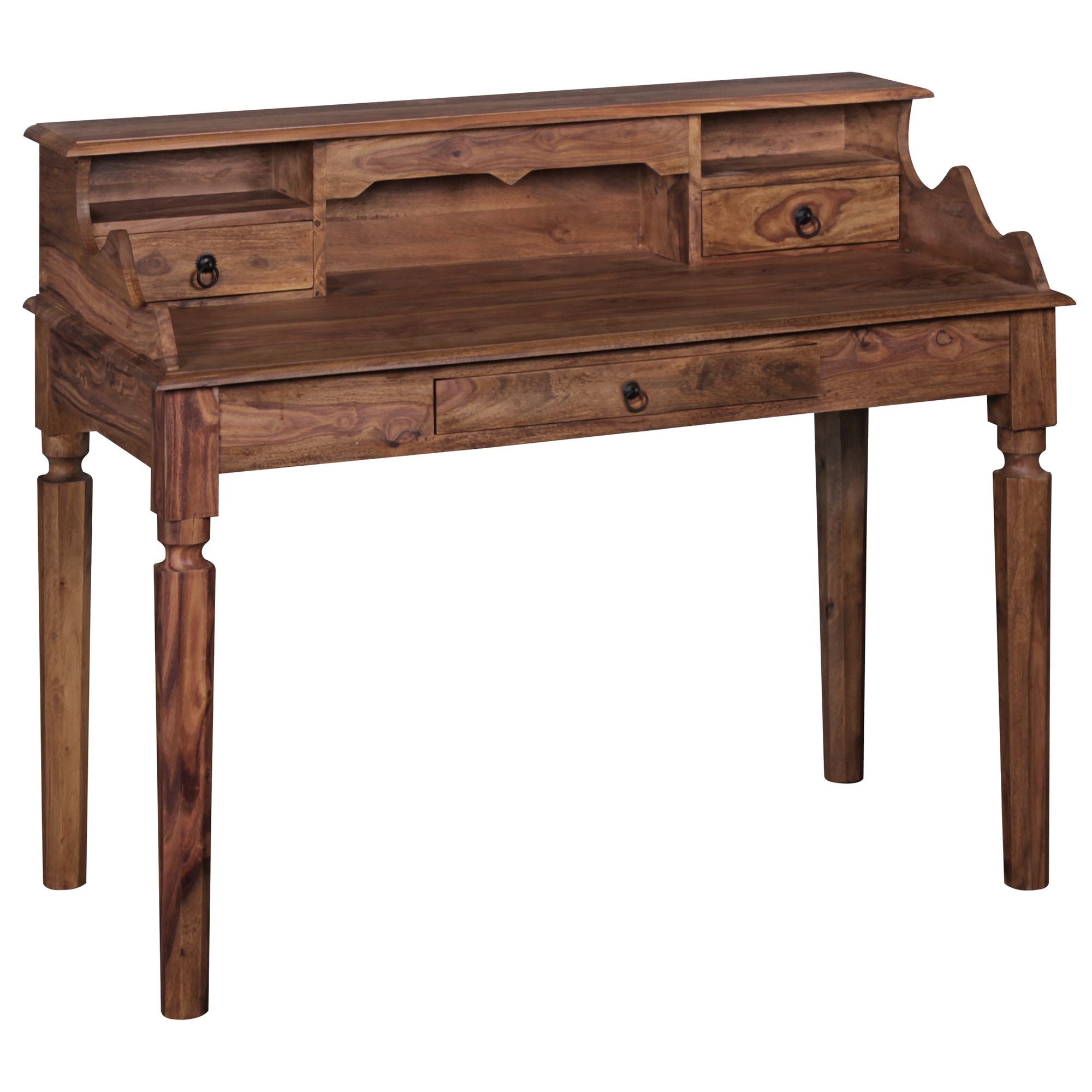 Skrivebord Massivt Sheeshamtræ Sekretærbord 115 100 60 Cm Med Skuffer Konsolbord Landlig Stil