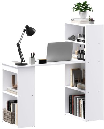 Skrivebord Kontorbord Computerbord    Hylder    Hylder  120 Cm   55 Cm   120 Cm  Hvid