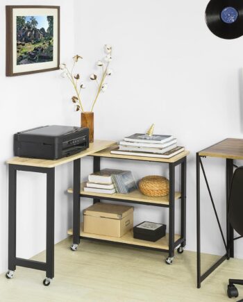 Skrivebord Med Roterende Sidebord  B133   D30   H69 Cm  Industriel Stil  Naturfarvet