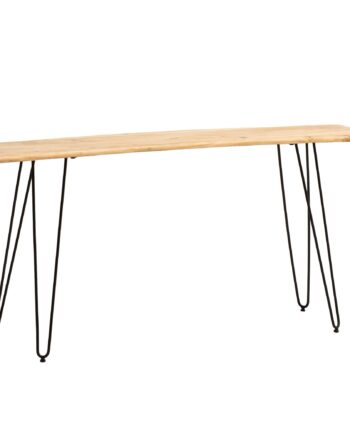 Skrivebord 150x36x75 Cm  Massivt Akacietræ Metal  Computerbord Med Levende Kant  Hjemmekontorbord  Massivt Træbord Med Hårnåleben   Sort  Smalt Træbord  Laptopbord  Arbejdsværelse