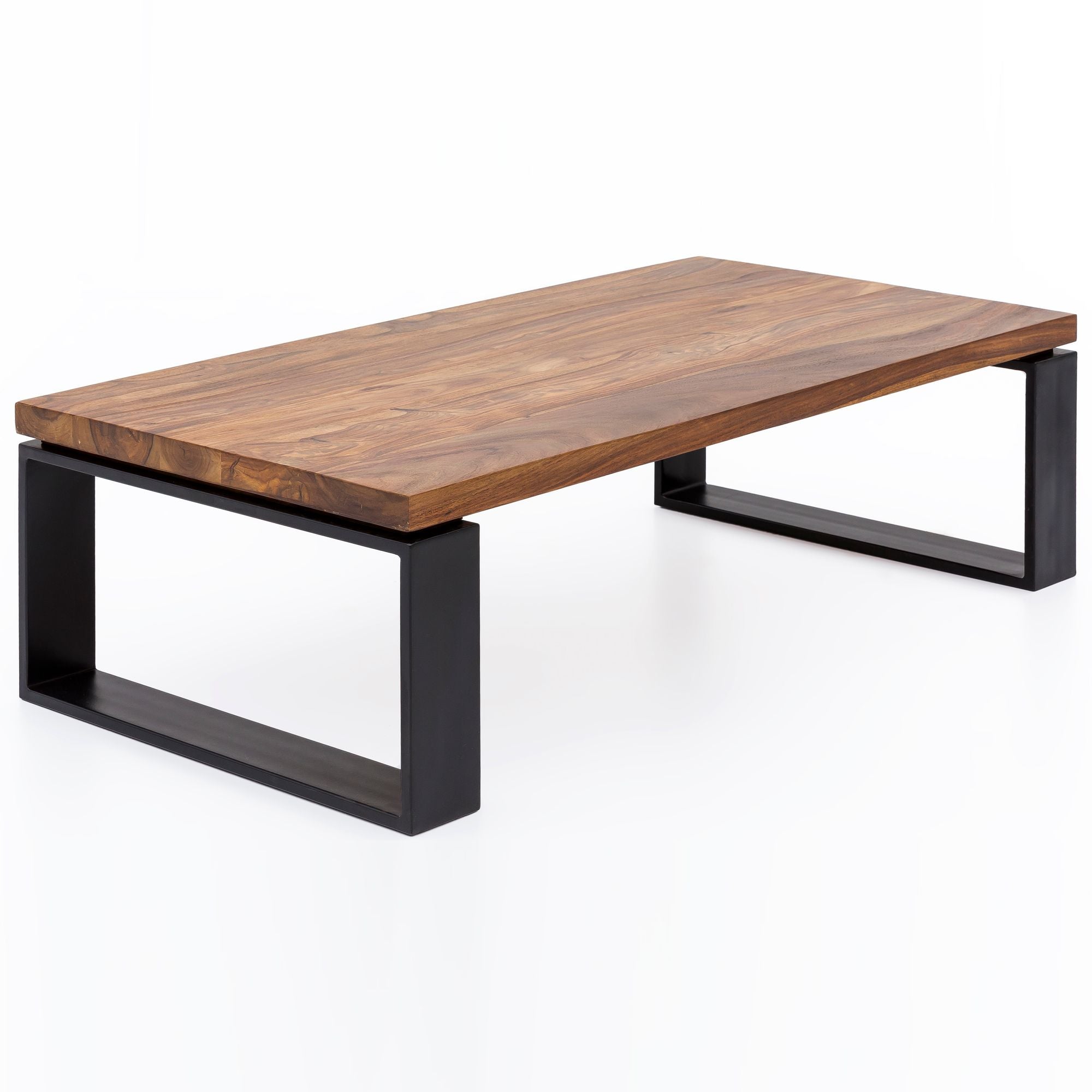 Sofabord Wl5 650 Sheesham 115x35x60 Cm Massivt Træ Sofabord Med Metalstel  Rektangulært Stuebord  Massivt Træ  Brunt  Moderne Træbord  Stuebord