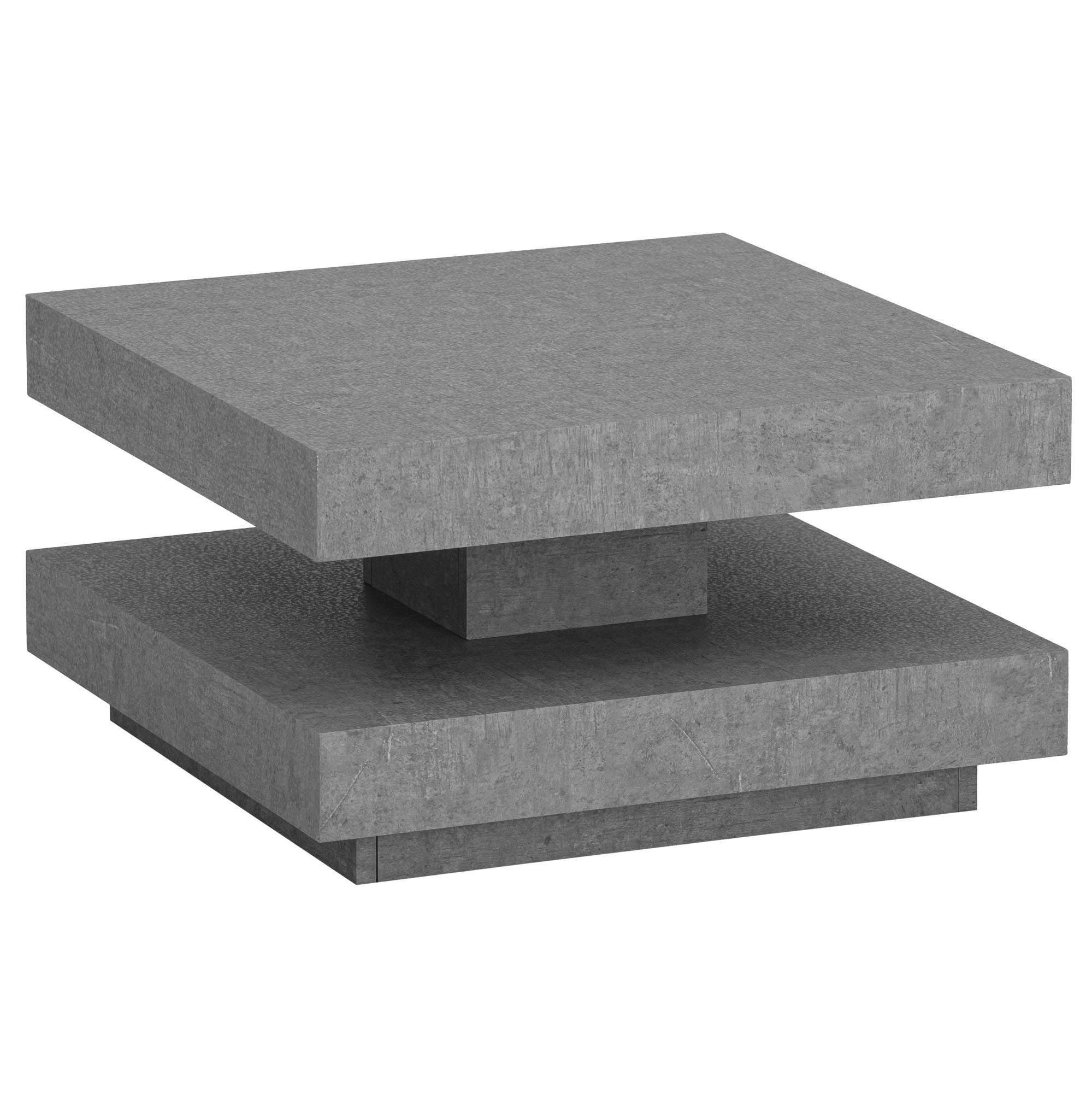 Sofabord 60x60x34 Cm Gråt Sofabord   Betonlook Moderne Designer Stuebord Med Opbevaring Firkantet  Loungebord Lille  Sofabord