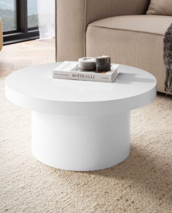 Sofabord 60x60x30 Cm Hvidt Sofabord   Højglans Moderne Designer Stuebord Rundt Loungebord   Svampeform  Sofabord Sidebord Lille