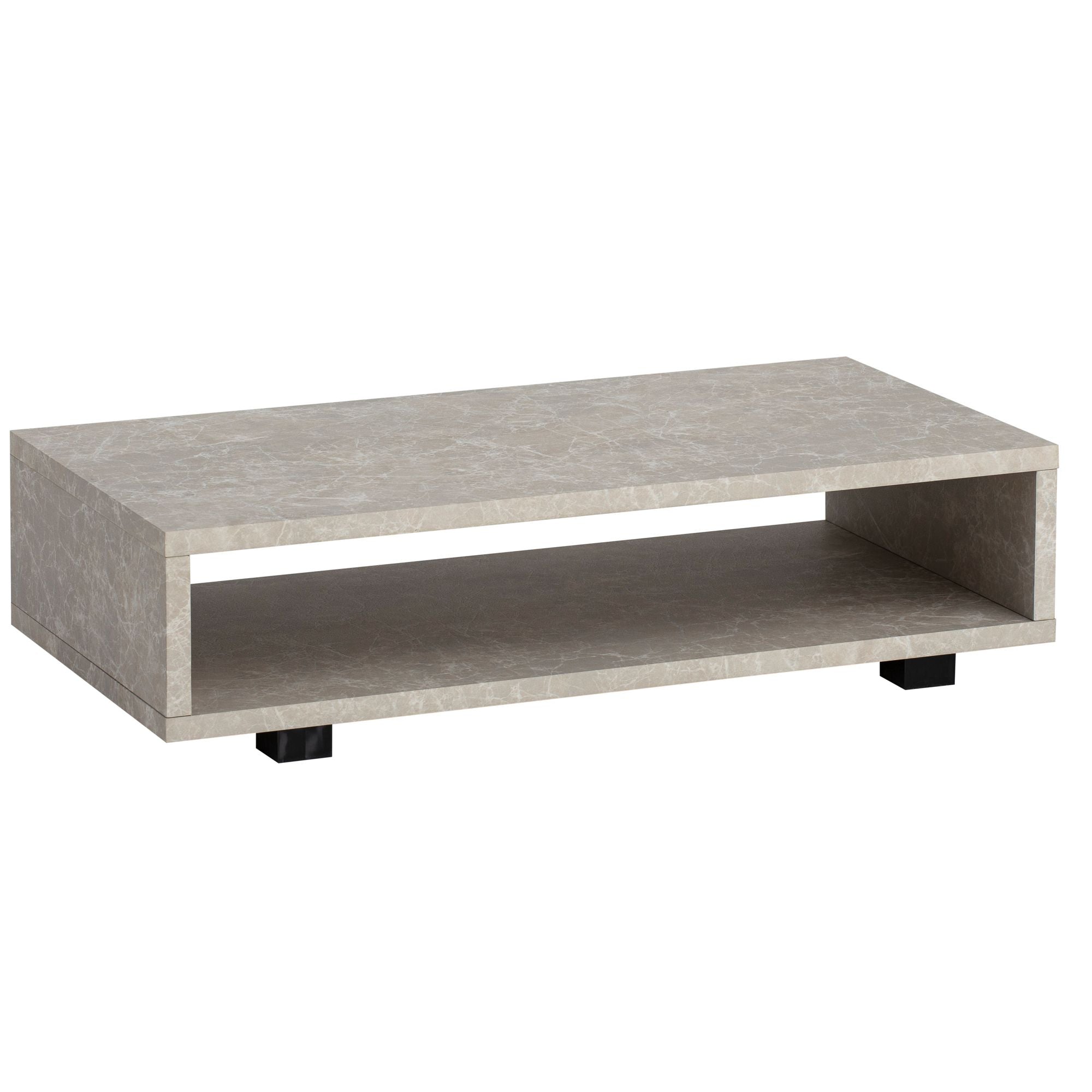 Sofabord 100x50x25 Cm  Sandfarvet Sofabord   Stenlook  Moderne Design  Rektangulært Stuebord Med Opbevaring  Beige Loungebord  Enkelt  Stort Sofabord