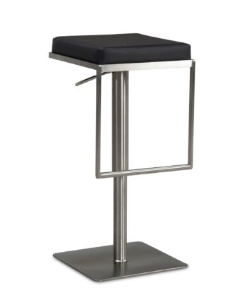 Sort Barstol   Kunstlæder   Rustfrit Stål  Moderne Designbarstol  Drejelig Barstol  Polstret  Bistrostol   Høj Metal  Højdejusterbar Barstol  Høj Barstol