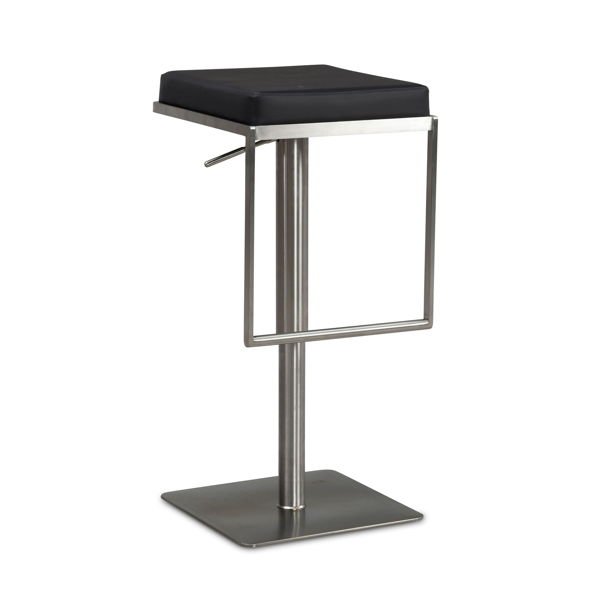 Sort Barstol Kunstlæder Rustfrit Stål Moderne Designbarstol Drejelig Barstol Polstret Bistrostol Høj Metal Højdejusterbar Barstol Høj Barstol