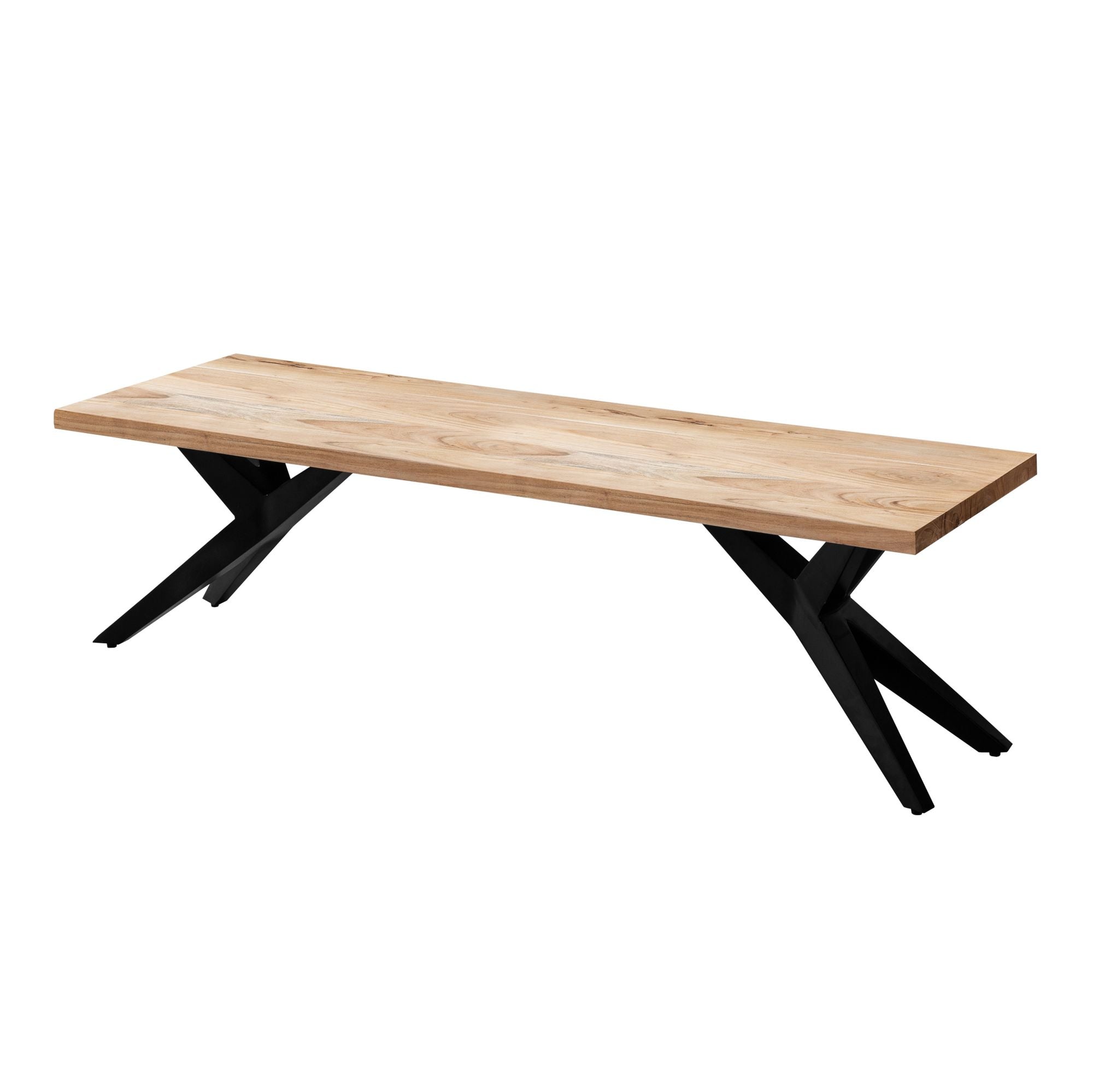Spisebænk 160x45x45 Cm Massivt Akacietræ Metal Loftstil Spisebænk Massivt Træ Uden Ryglæn Køkkenbænk Industriel Stil Stor Spisebænk