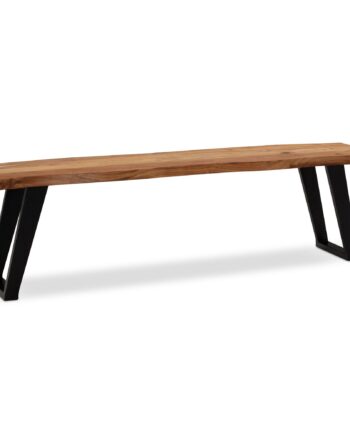 Spisebænk 120x40x45   Cm  Massivt Akacietræ Metal Med Levende Kant  Moderne Spisebænk  Massiv Træbænk Uden Ryglæn  Køkkenbænk Spisebænk Med  -formede Ben  Lille Spisebænk