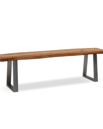 Spisebænk 140x40x45   Cm  Massivt Akacietræ Metal Med Levende Kant  Spisebænk   Massivt Træ Uden Ryglæn  Forkromet Køkkenbænk  Moderne Spisebænk  Lille Spisebænk