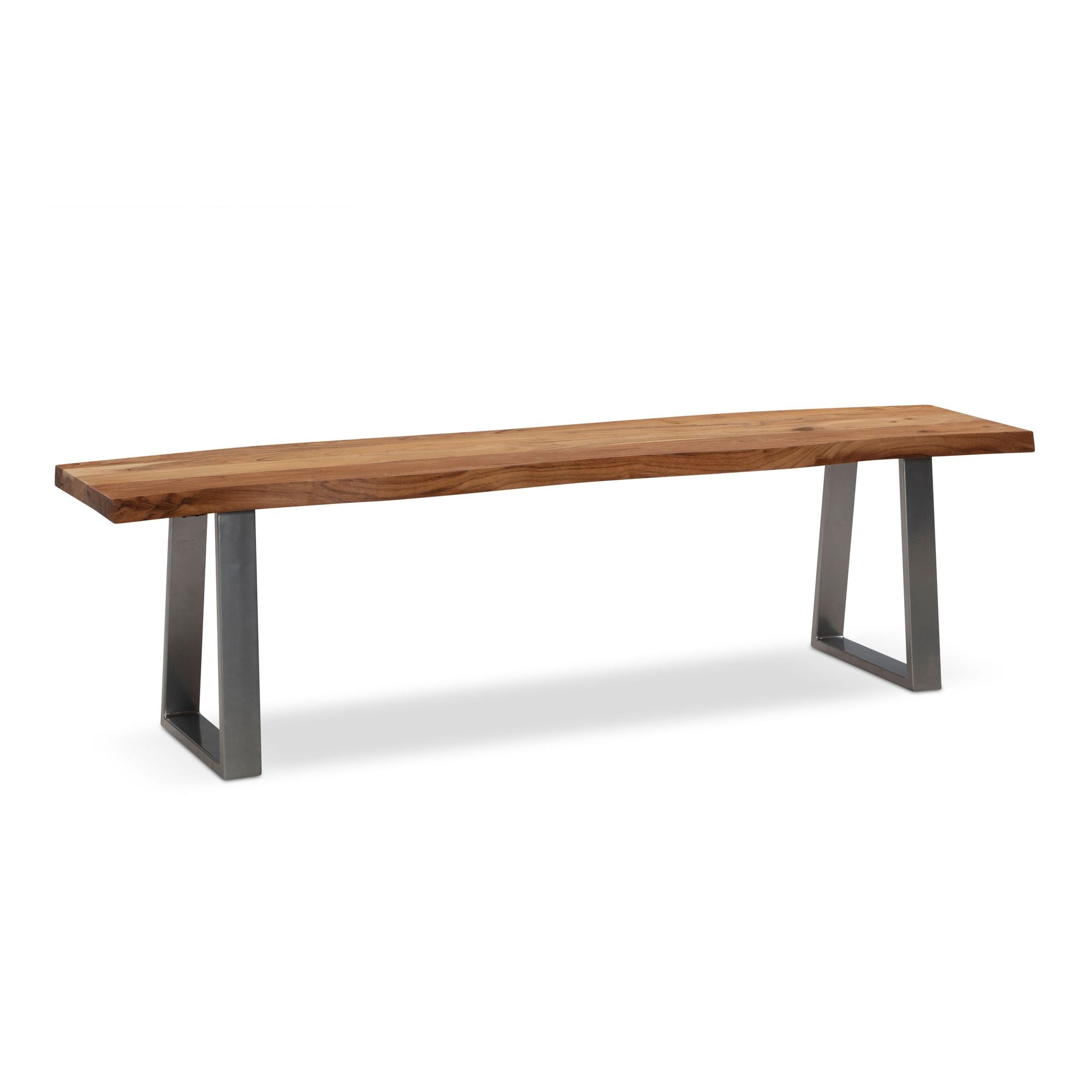 Spisebænk 140x40x45 Cm Massivt Akacietræ Metal Med Levende Kant Spisebænk Massivt Træ Uden Ryglæn Forkromet Køkkenbænk Moderne Spisebænk Lille Spisebænk