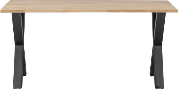 Spisebord Woood Tablo Alkmaar   Massivt Egetræ Plankebord Med Sorte Krydsben  160ã 90ã 75 Cm