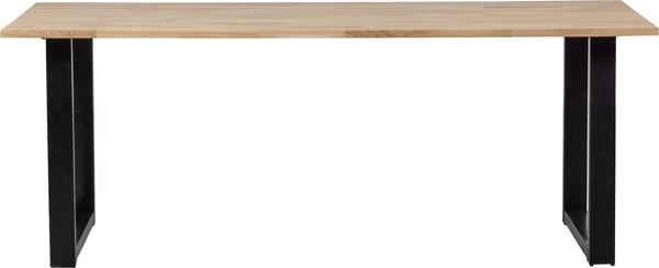 Spisebord Woood Tablo  -leg Plankebord   Massivt Egetræ 220ã 90 Cm Natur Sort