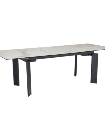 Spisebord 180x95x77 Cm Glaskeramik Spisebord Hvid Marmor-look