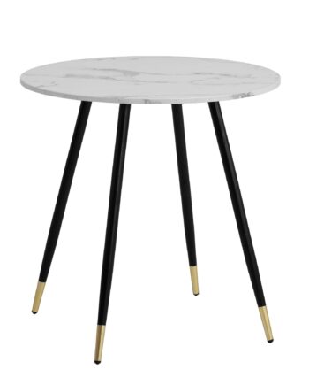 Spisebord 75x75x76 Cm Marmorlook Hvidt Spisebord Moderne  Køkkenbord Med Metalben  Lille Spisebord Rundt Spisebord