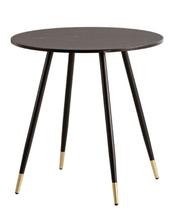Spisebord 75x75x76 Cm Marmorlook Sort Moderne Spisebord  Køkkenbord Med Metalben  Lille Rundt Spisebord