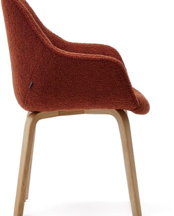 Spisebordsstol Med Armlæn Kave Home Aleli Terracotta Natur Asketræ Nordisk Design
