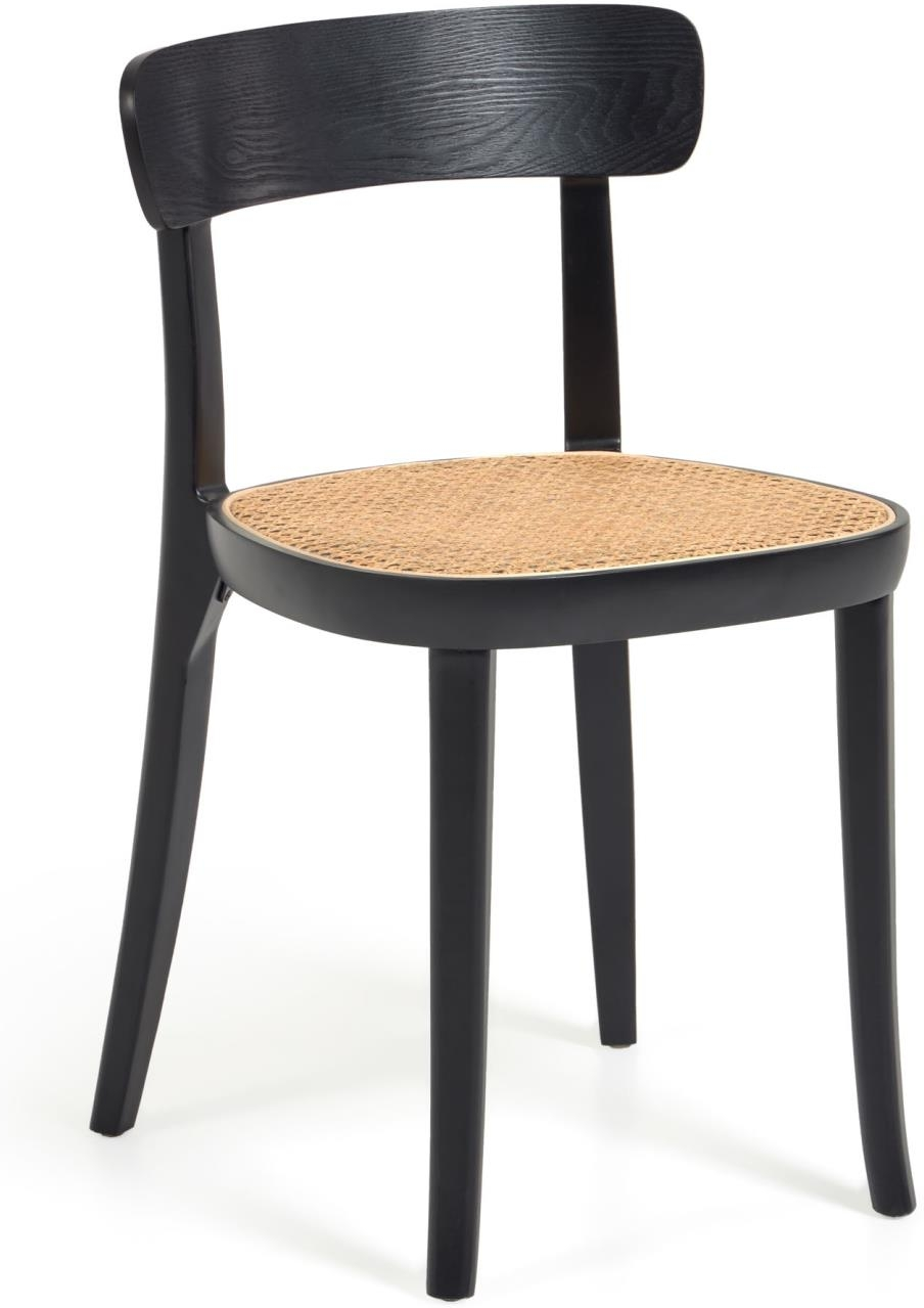 Spisebordsstol Romane Fra Kave Home   Massivt Bøgetræ Og Rattan Sort