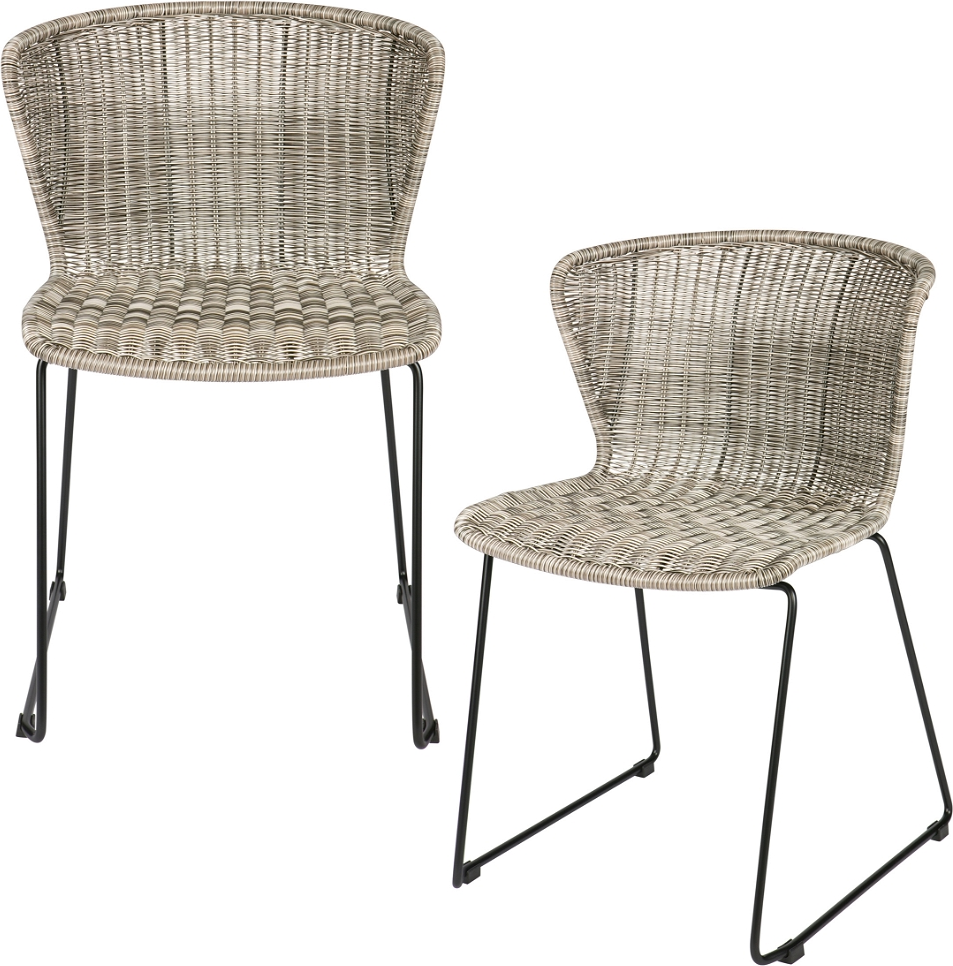 Spisebordsstol Woood Wings   Spisestuestol   Beige Flettet Polyesterrattan Med Sort Stålramme