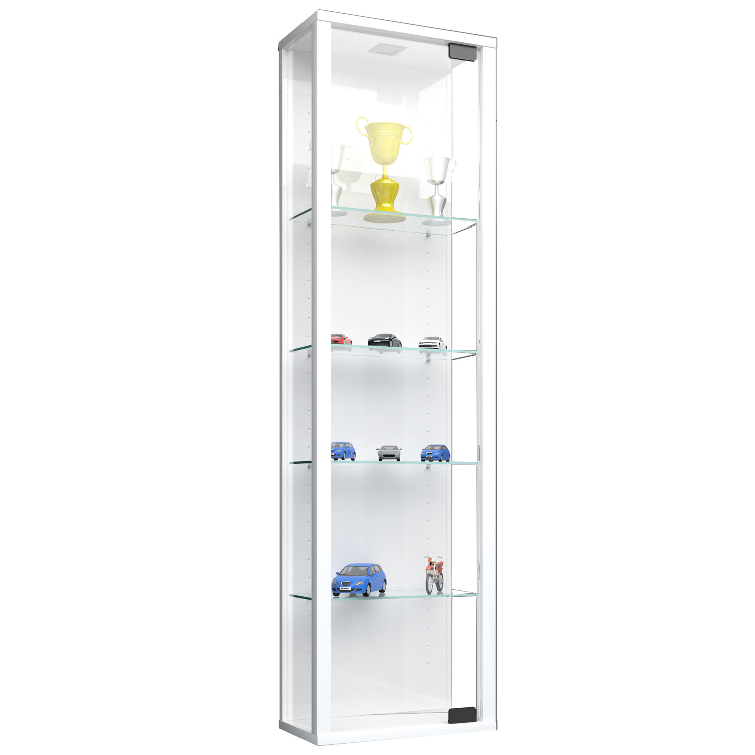 Stano Mini Vægskab Med Led       Låge Og   Hylder Glas Og Hvid Træ